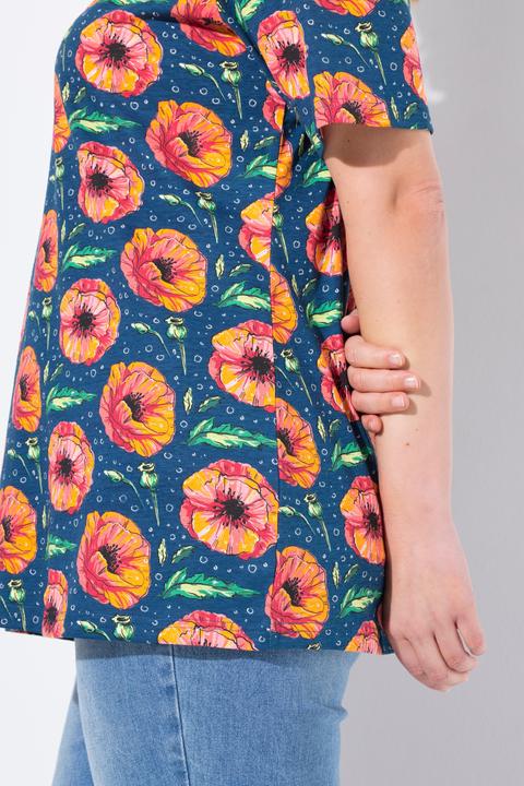 Image du produit Ulla Popken T-shirt, coquelicot, col rond élastique, manches courtes, coton bio (46, 48)