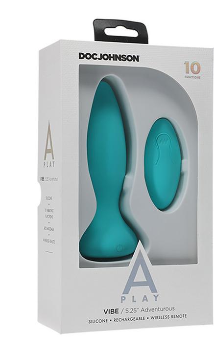 Actual product image Doc Johnson Vibe Adventurous vibrating anal plug turquoise