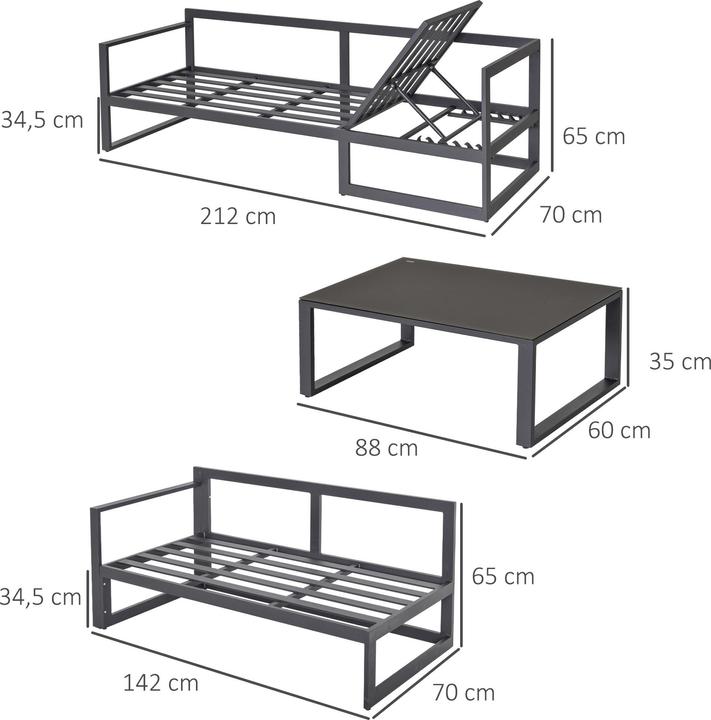 Immagine prodotto Outsunny Set di mobili da giardino 3 pezzi