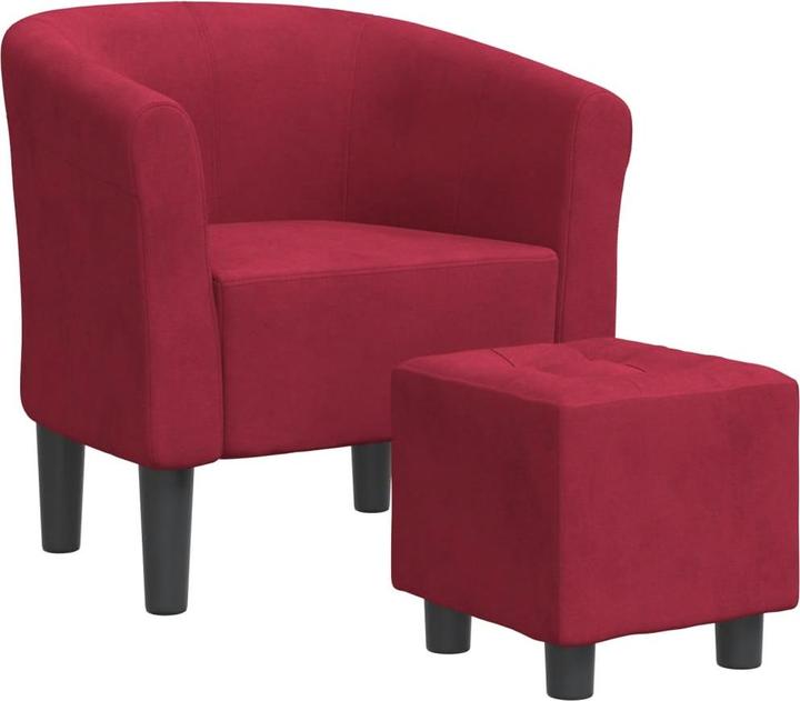 Produktbild VidaXL Clubsessel mit Fusshocker Weinrot Samt,Farbe