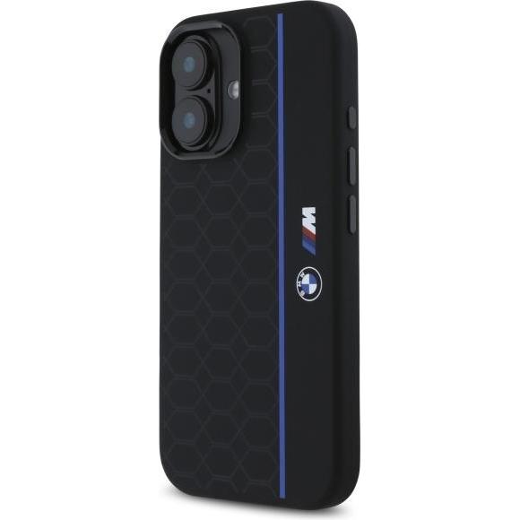 Thumbnail - BMW BMHMP16S23SHEB iPhone 16 6.1" czarny/black hardcase Silicone Hexagon Blue Line MagSafe (Apple iPhone 16), Smartphone...