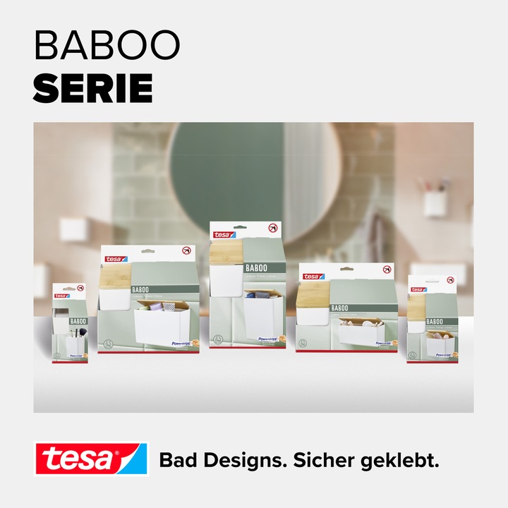 Produktbild tesa BABOO Aufbewahrungsbox mit Deckel, gross inkl. Klebelösung ohne Bohren
