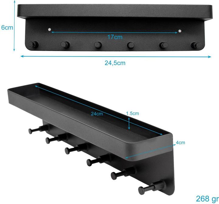 Produktbild Intirilife Schlüsselbrett mit Ablage (25.5 x 5 x 5 cm)