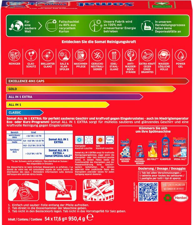 Image du produit Somat All in 1 Extra (Solide, 54 Cycles de lavage)