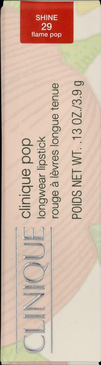 Actual product image Clinique Pop Longwear Lipstick Shine Rev it up Coral (Flame Pop)