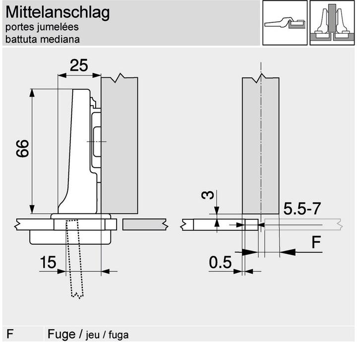 Produktbild Blum Topfbänder CLIP top, Glastürscharnier 94 °