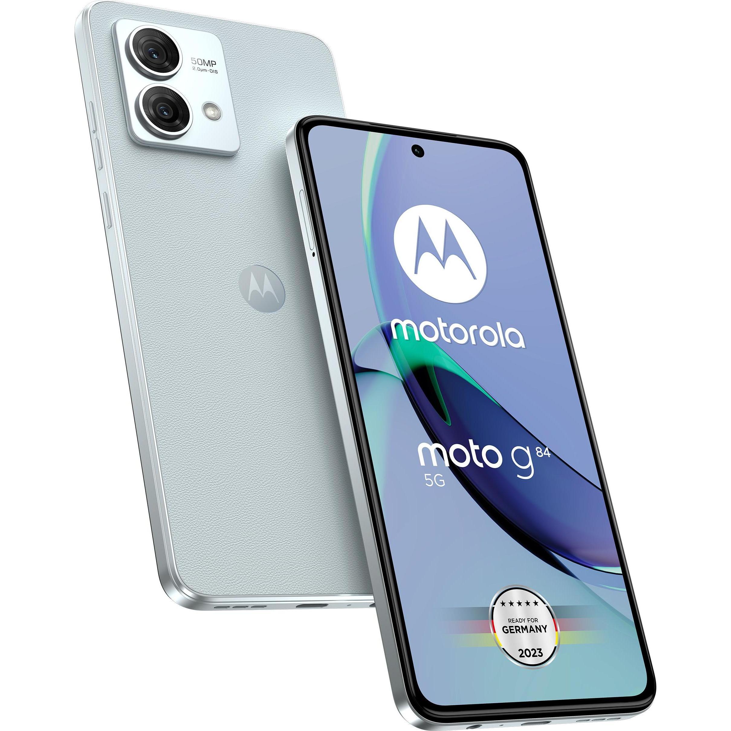 Motorola moto g84 (256 GB, Marshmallow Blue, 6.55", Hybrid Dual SIM, 50 Mpx, 5G), Smartphone, Blau