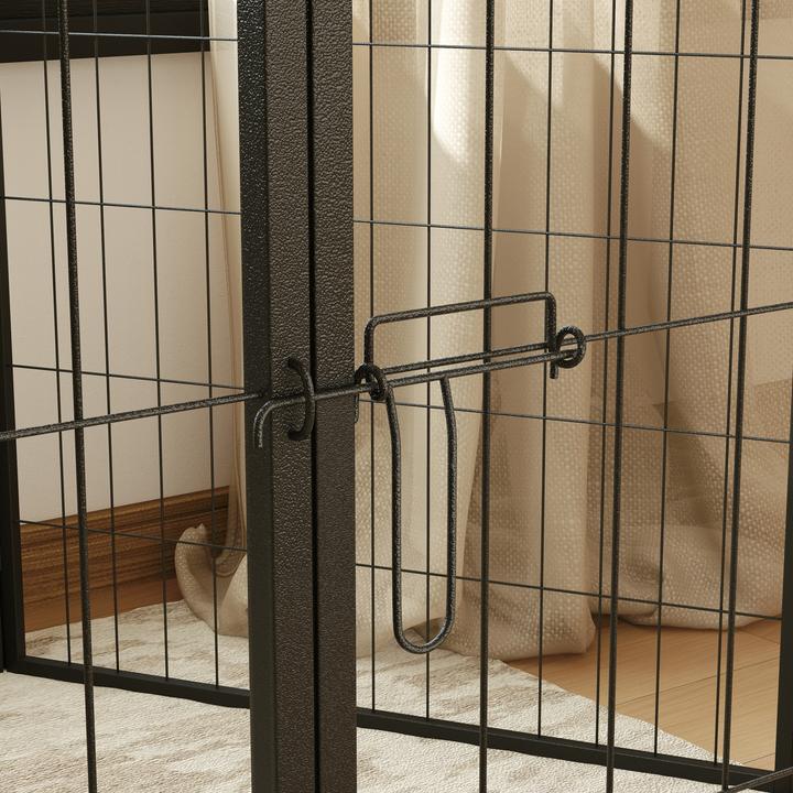 Actual product image PawHut Welpenauslauf Stahl Schwarz (Dog kennel)