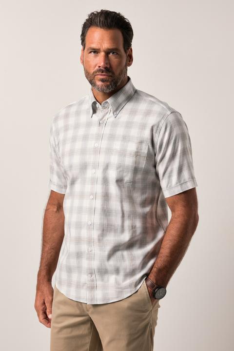 Actual product image JP1880 Karo-Flanellhemd, Halbarm, Buttondown-Kragen, Modern Fit (7XL)