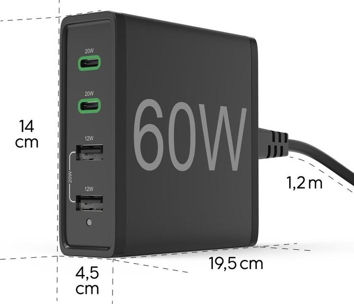 Produktbild Hama Schnellladegerät 4 Ports (60 W, 4 Ports)