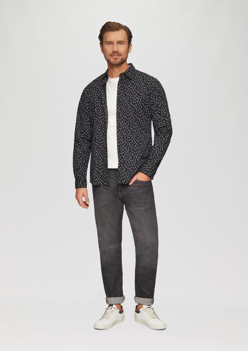 Actual product image S.Oliver Hemd Slim Fit: Gemustertes Popeline-Hemd mit Kentkragen (L)