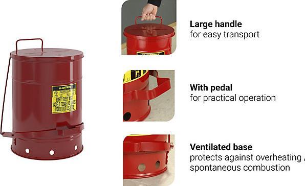 Produktbild Justrite Sicherheits-Entsorgungsbehälter aus Stahlblech