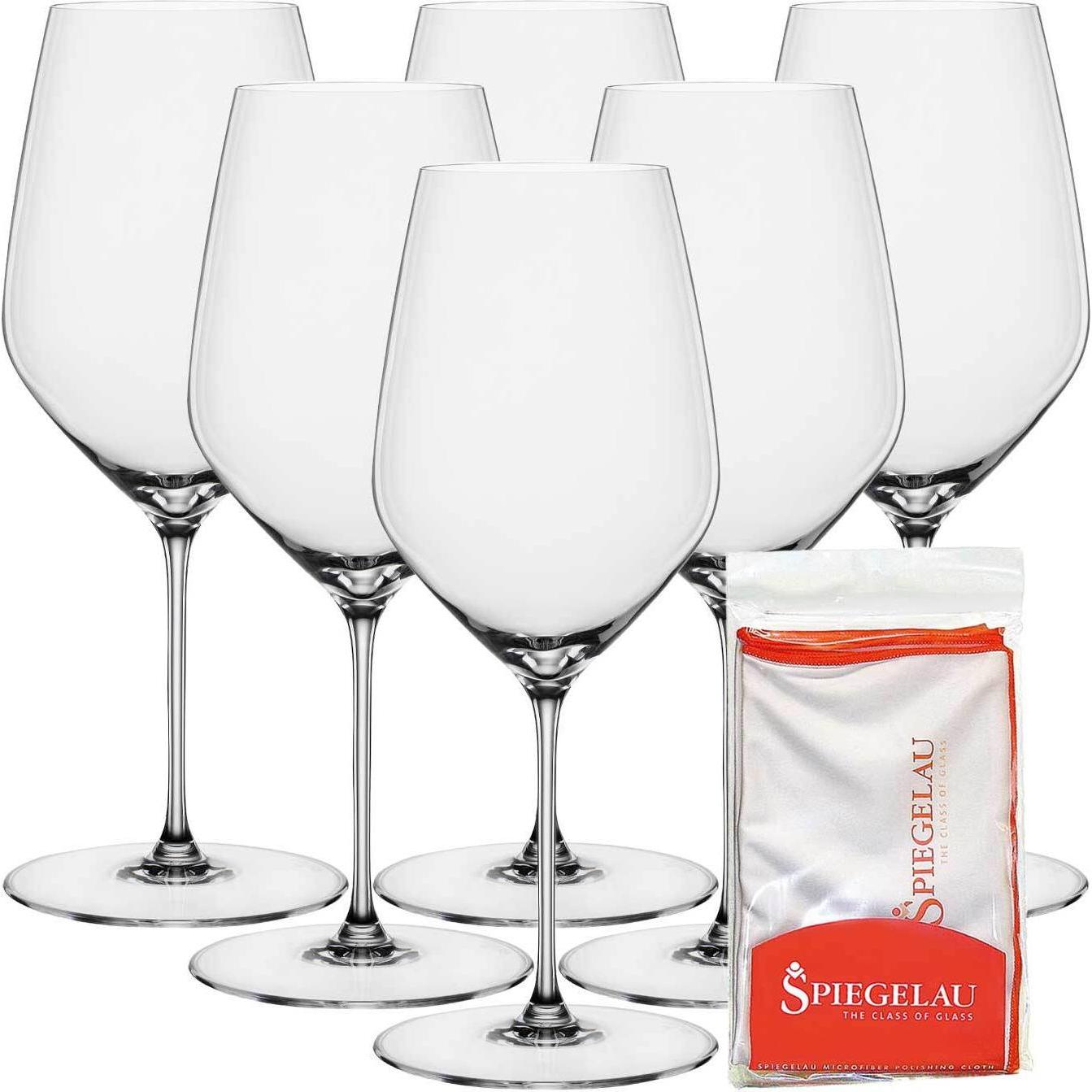Spiegelau Hi-Lite Bordeauxgläser + Poliertuch, Weingläser, Transparent