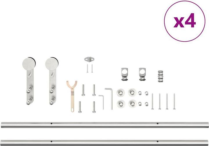 Produktbild vidaXL Schiebetür-Beschlagsatz 183 cm Edelstahl Silbern