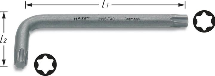 Image du produit HAZET Clé mâle coudée 2115-T20 ∙ Profil TORX intérieur ∙ T20 (TX)