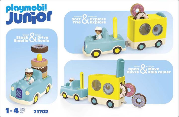 Produktbild Playmobil Verrückter Donut Truck mit Stapel- und Sortierfunktion (71702, Playmobil Junior)
