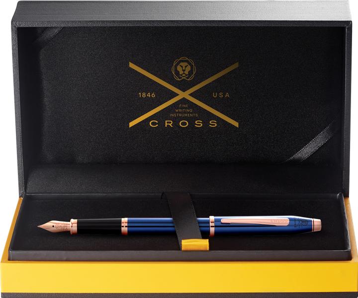Productafbeelding Cross Vulpen Century II doorschijnend blauw/roze goud beslag, M, in doosje (Roze goud, Blauw)