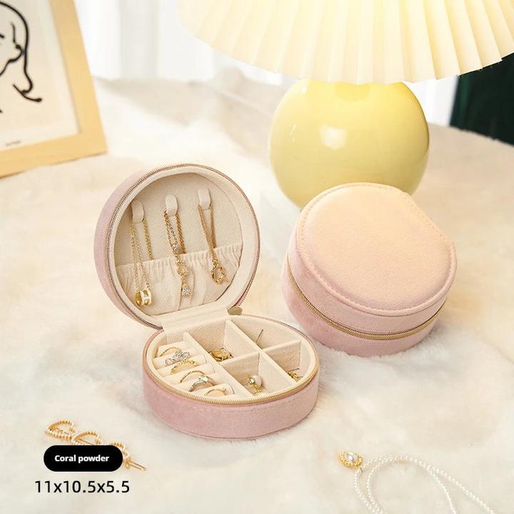 Only-Bags.Store Runder tragbarer Schmuck-Organizer aus Samt