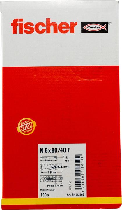 Image du produit Fischer Tampon à clouer N 8x80/40 F (100 pcs)