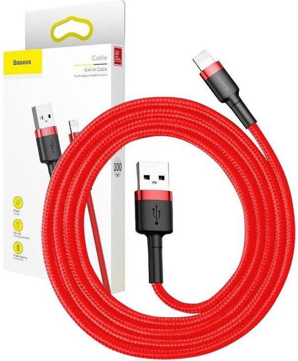 Actual product image Baseus cafule Cable USB For iP 2A 3m Red+Red (3 m, USB 3.2 Gen 1)