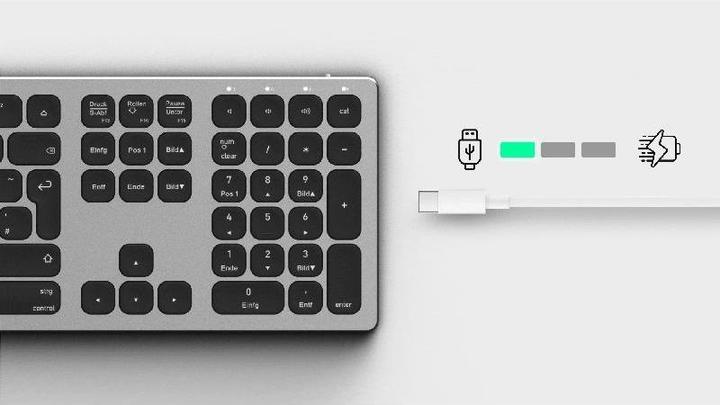 Actual product image KeySonic Full-Size Aluminum Keyboard, Bluetooth® & RF, for Win & macOS (DE, Wireless)
