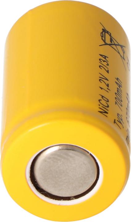 Produktbild AccuCell 2/3 A Cadnica NICD Akku Flattop ohne Lötfahne (2/3 A, 700 mAh)