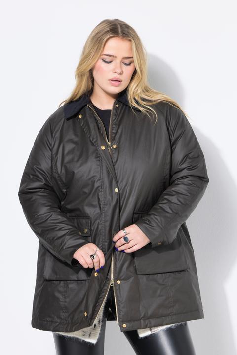 Actual product image Studio Untold Coated-Jacke, A-Line, "Wachs"-Optik, Cordkragen, British Look (54)