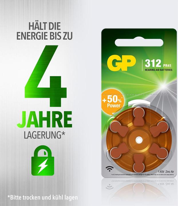 Produktbild GP Batteries GP Knopfzelle ZA312, 1.4V, 6 Stk. (6 Stk., CR2025, 170 mAh)