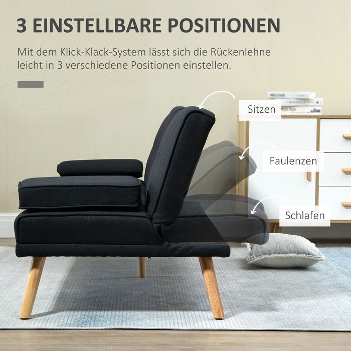 Produktbild Swisshandel24 Schlafsofa, 3-Sitzer-Schlafcouch mit Klappbarem Tisch, Becherhalter, Grau