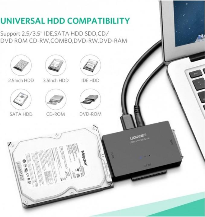 Actual product image Ugreen SATA IDE to USB 3.0 Adapter for 2.5" 3.5" SATA SSD HDD to USB 3.0 (1 m)