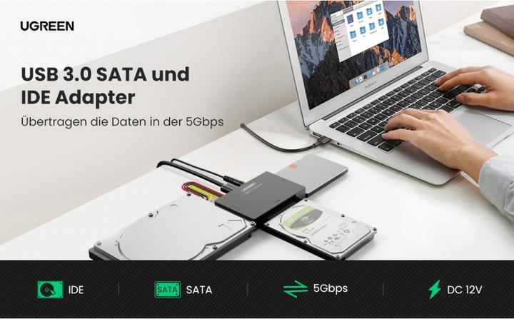 Actual product image Ugreen SATA IDE to USB 3.0 Adapter for 2.5" 3.5" SATA SSD HDD to USB 3.0 (1 m)