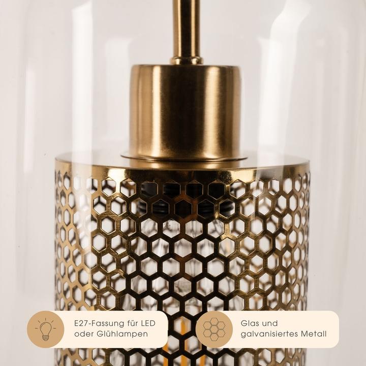 Produktbild Hermex Glas-Deckenleuchte Pendelleuchte Hängelampe Deckenlampe Hängeleuchte (E27)