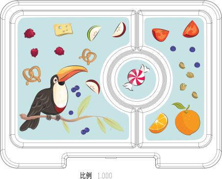 Actual product image Yumbox Mini Snack Lime Green Toucan Lunch Box