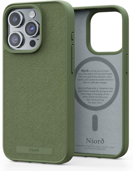 Produktbild Njord Suede MagSafe Case for iPhone 15 Pro, Olive (Apple iPhone 15 Pro)