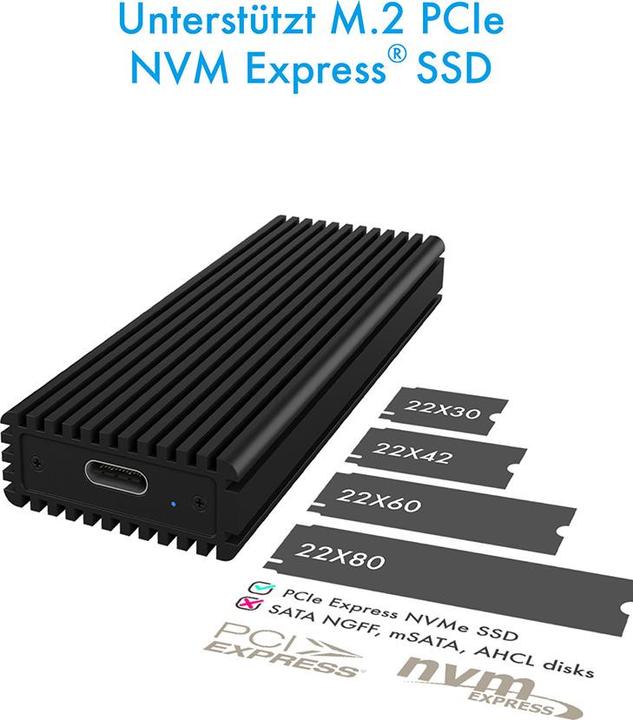 Immagine prodotto Icy Box Est. M.2 Alloggiamento NVMe IB-1816M-C31 (M.2 2230, M.2 2242, M.2 2260, M.2 2280)