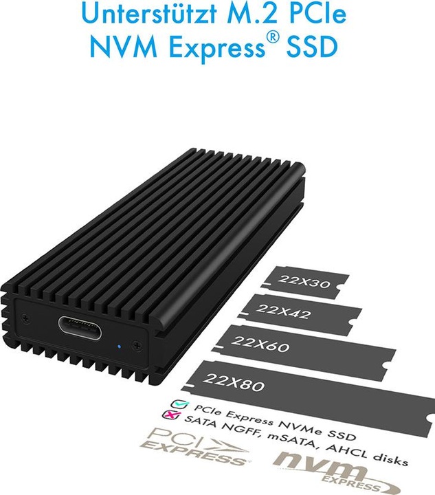 Actual product image Icy Box ext. M.2 NVMe housing IB-1816M-C31 (M.2 2230, M.2 2242, M.2 2260, M.2 2280)