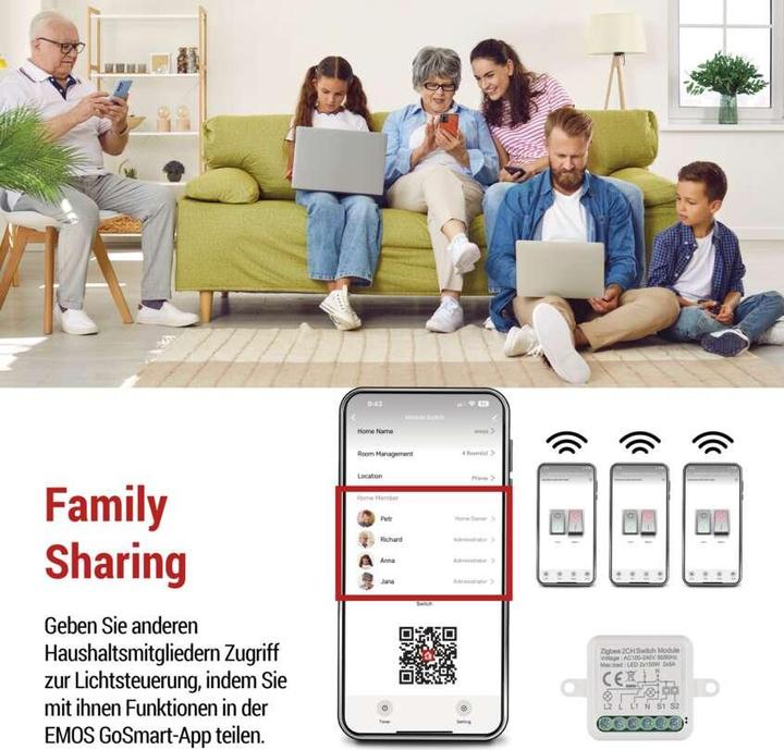 Produktbild Emos GoSmart Schaltermodul IP-2102SZ, ZigBee, 2-Kanal (Schaltaktor)