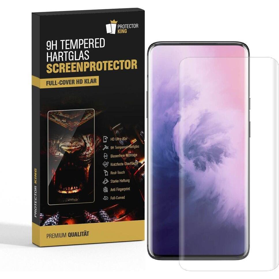 Protectorking 2x echtes Tempered 9H Panzerhartglas 3D KLAR (2 Stück, OnePlus 7 Pro), Smartphone Schutzfolie