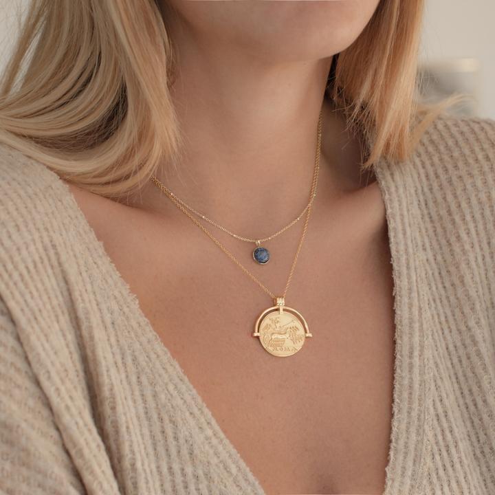 Immagine prodotto Glanzstücke München Donna Argento Lapislazzuli Oro Giallo 40,0 cm Catena base + 5,0 cm Estensione - 11036 (Argento, placcato oro giallo 14 carati, 40 - 45 cm)