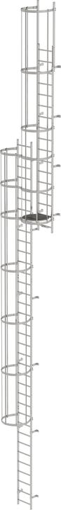 Munk Mehrzügige Steigleiter mit Rückenschutz (Bau) Edelstahl 13,80m (Mehrzweckleiter)