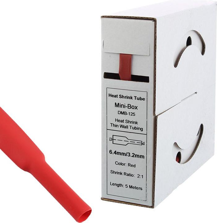 Actual product image Offgridtec 5m heat shrink tubing 6,4mm>3,2mm red (1 x)