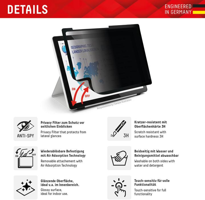 Produktbild Displex Tablet Privacy Safe, Tablet Blickschutzfolie (1 Stk., Apple iPad Pro 11 2024)