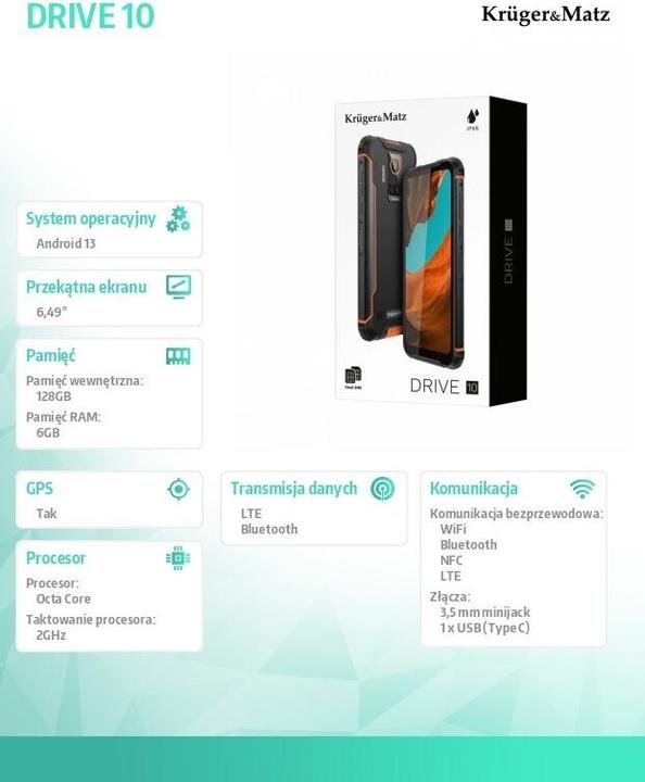 Actual product image Krüger&Matz DRIVE 10 smartphone (128 GB, 6.50")