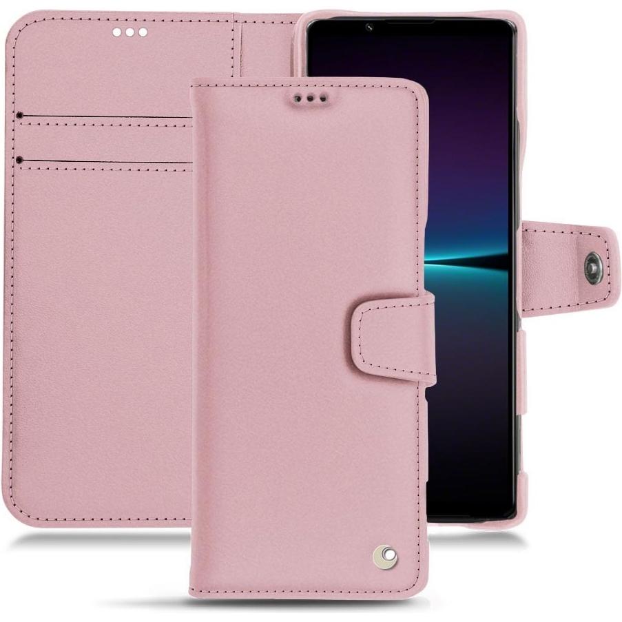 Noreve Lederschutzhülle Wallet (Sony Xperia 1 IV), Smartphone Hülle, Rosa