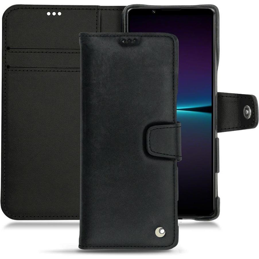 Noreve Lederschutzhülle Wallet (Sony Xperia 1 IV), Smartphone Hülle, Schwarz