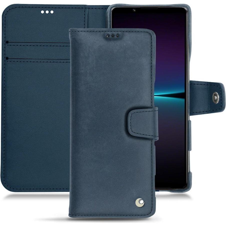 Noreve Lederschutzhülle Wallet (Sony Xperia 1 IV), Smartphone Hülle, Blau