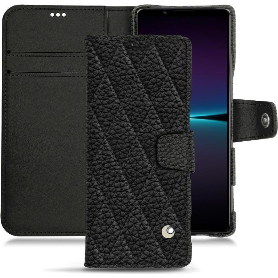 Noreve Lederschutzhülle Wallet (Sony Xperia 1 IV), Smartphone Hülle, Schwarz