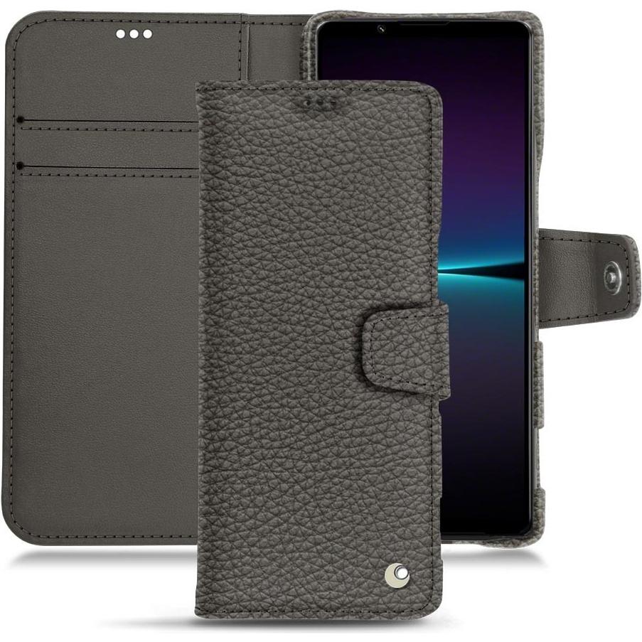 Noreve Lederschutzhülle Wallet (Sony Xperia 1 IV), Smartphone Hülle, Grau