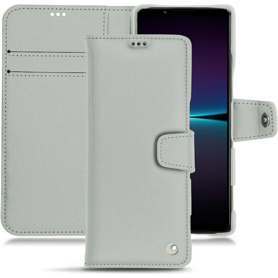 Noreve Lederschutzhülle Wallet (Sony Xperia 1 IV), Smartphone Hülle, Grau