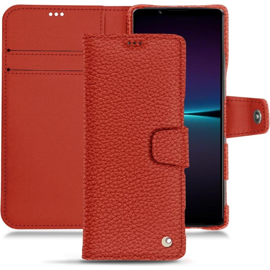 Noreve Lederschutzhülle Wallet (Sony Xperia 1 IV), Smartphone Hülle, Orange